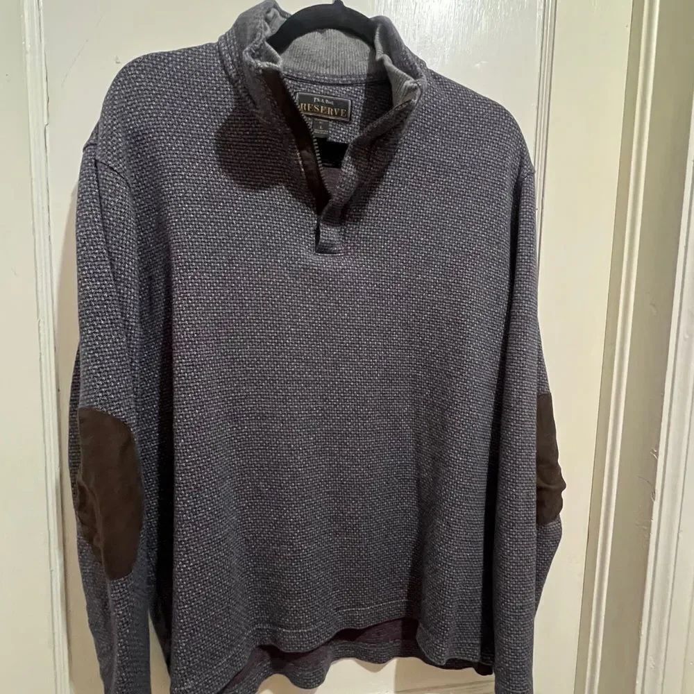 Jos. A. Banks Men's Large Gray Zip Up Sweater with Elbow Patches New w/o Tags!